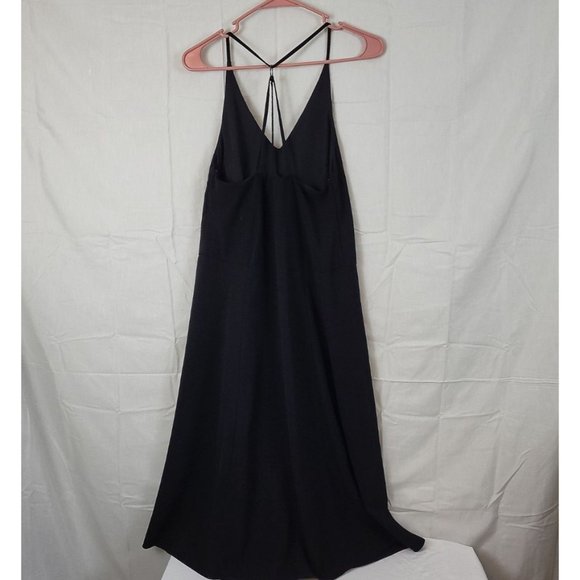 TopShop Women's Size 2 Halter Vneck Plunge Midi Dress Black Strappy Back - Picture 4 of 9